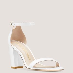 Stuart Weitzman Nearly Nude White Block Heel